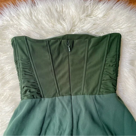 House of CB Fionula Dark Green Strapless Dress - Picture 3 of 9